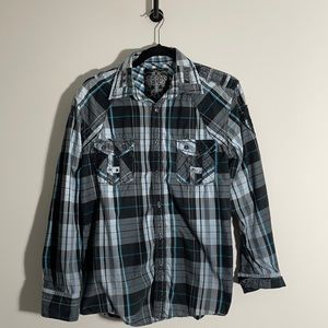 Roar buckle button down medium black & blue